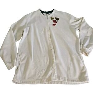 Vintage BonWorth Womens Embroidered Button Up Sweater Size Medium Jacket Shirt